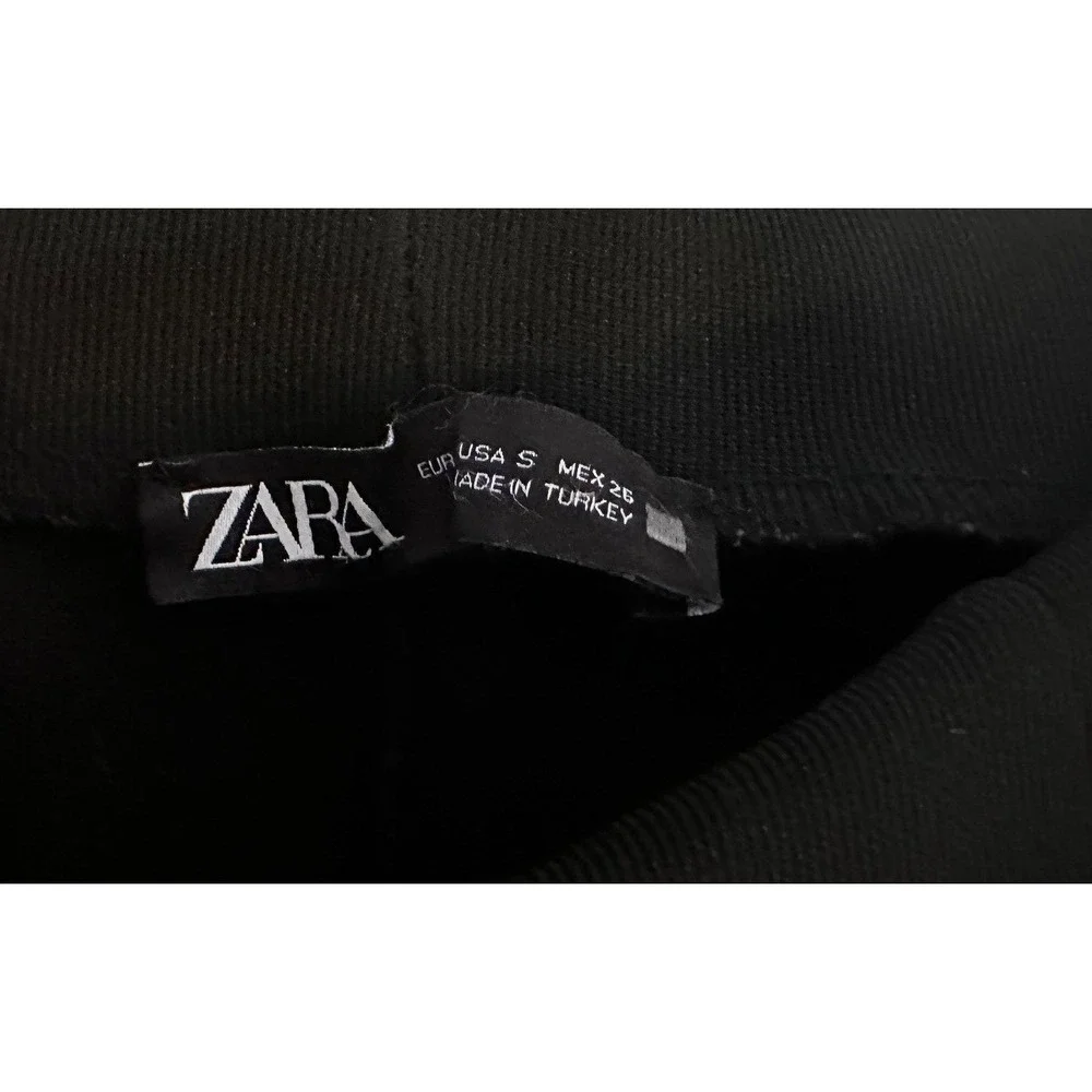Zara Black Ribbed High Waisted Slim‎ Fit Pants Small